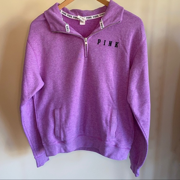 PINK Victoria's Secret Tops - PINK Victoria’s Secret Purple Half-Zip Hoodie